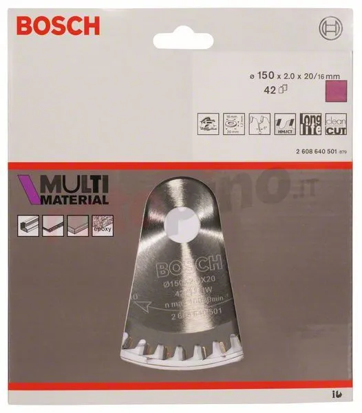 Disco Da Taglio Multi Material 150x20/16mm T42 Bosch 4 Disco Da Taglio Multi Material 150x20/16mm T42 Bosch - immagine 2
