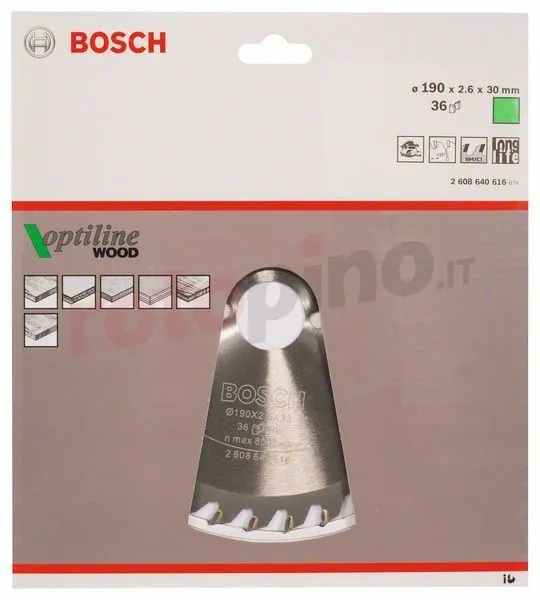 Lama Per Sega Circolare 190x30mm T36 Bosch Opiline Wood 4 Lama Per Sega Circolare 190x30mm T36 Bosch Opiline Wood - immagine 2