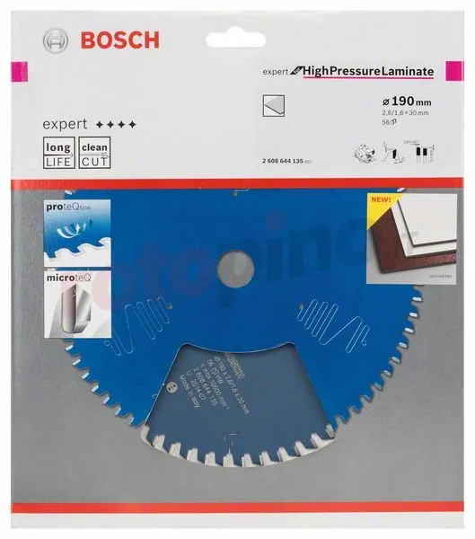 Lama Per Sega Circolare 190x30mm T56 Bosch Expert For High Pressure Laminate 4 Lama Per Sega Circolare 190x30mm T56 Bosch Expert For High Pressure Laminate - immagine 2