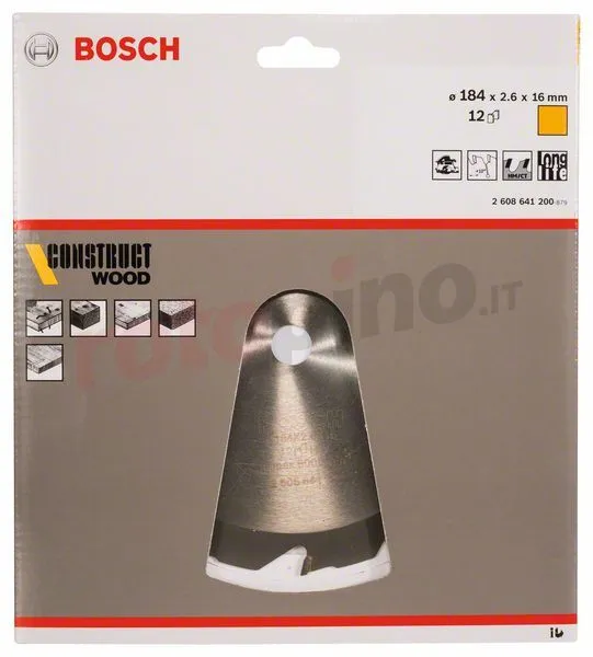 Lama Per Sega Circolare Construct Wood 184x16mm T12 Bosch 4 Lama Per Sega Circolare Construct Wood 184x16mm T12 Bosch - immagine 2