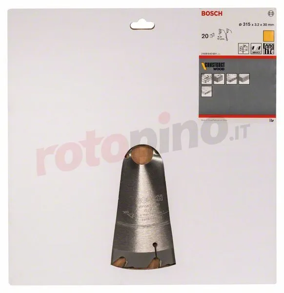 Lama Per Sega Circolare Construct Wood 315x30mm T20 Bosch 2608640691 4 Lama Per Sega Circolare Construct Wood 315x30mm T20 Bosch 2608640691 - immagine 2