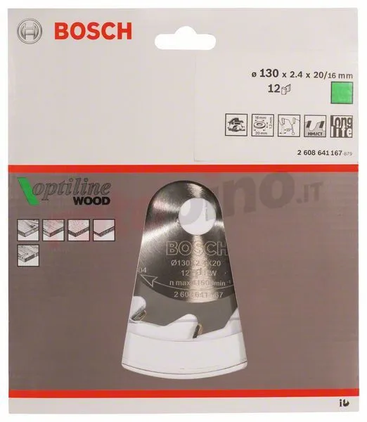 Lama Per Sega Circolare Optiline Wood 130x20/16mm T12 Bosch 4 Lama Per Sega Circolare Optiline Wood 130x20/16mm T12 Bosch - immagine 2