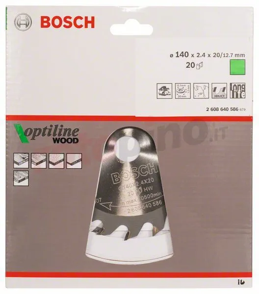 Lama Per Sega Circolare Optiline Wood 140x20/12,7mm T20 Bosch 4 Lama Per Sega Circolare Optiline Wood 140x20/12,7mm T20 Bosch - immagine 2