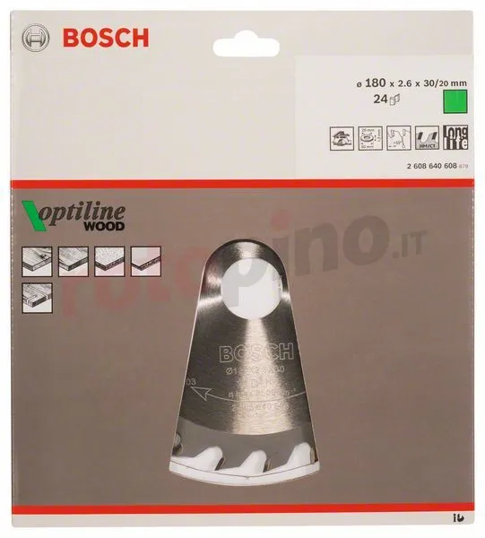 Lama Per Sega Circolare Optiline Wood 180x30/20mm T24 Bosch 3 Lama Per Sega Circolare Optiline Wood 180x30/20mm T24 Bosch - immagine 2