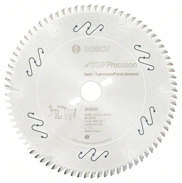 Lama Per Sega Circolare Top Precision Best For Laminated Panel Abrasive 250x30mm T80 Bosch 3 Lama Per Sega Circolare Top Precision Best For Laminated Panel Abrasive 250x30mm T80 Bosch