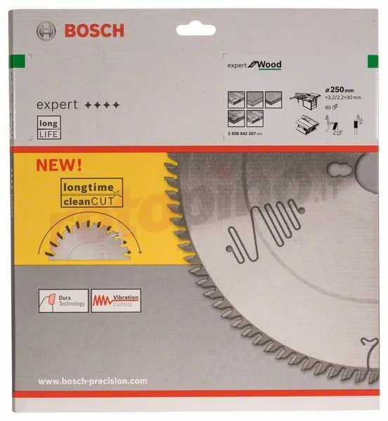 Lama Per Seghe Circolari Expert For Wood 250x30mm T80 Bosch 2608642507 4 Lama Per Seghe Circolari Expert For Wood 250x30mm T80 Bosch 2608642507 - immagine 2