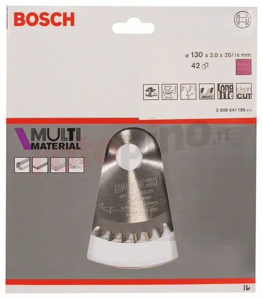 Lama Per Seghe Circolari Multi Material 130x20/16mm T42 Bosch 4 Lama Per Seghe Circolari Multi Material 130x20/16mm T42 Bosch - immagine 2