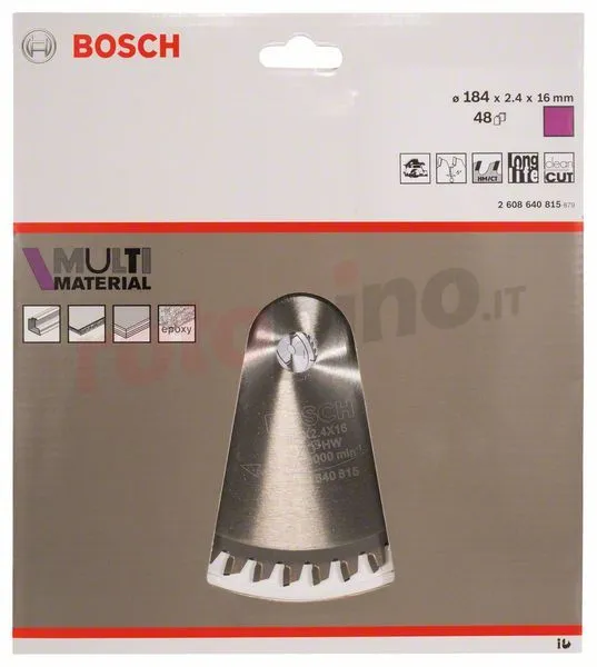 Lama Per Seghe Circolari Multi Material 184x16mm T48 Bosch 4 Lama Per Seghe Circolari Multi Material 184x16mm T48 Bosch - immagine 2