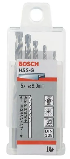 Punte Per Metallo HSS-G, DIN 338 Bosch