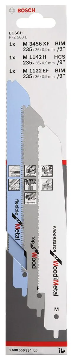 Set Di Lame Per Seghetto Alternativo, 3 Pz., Per Sega Multiuso Bosch PFZ 500 E Bosch